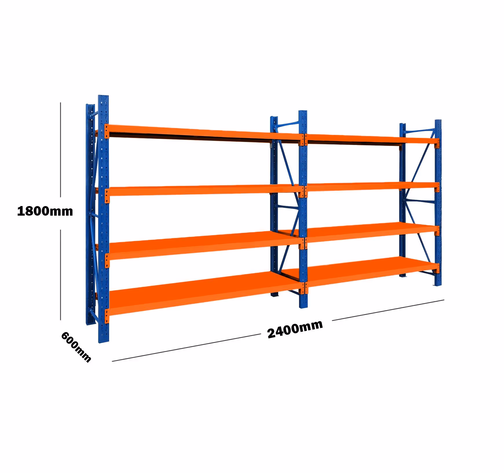2.4M(L) x 1.8M(H) x 0.6M(D) Shelves Racking Metal Steel Blue & Orange 2418BO