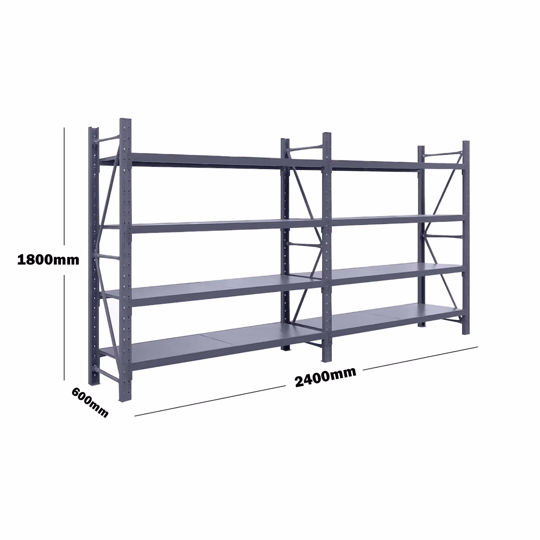 2.4M(L) x 1.8M(H) x 0.6M(D) Shelves Racking Metal Steel Charcoal 2418C