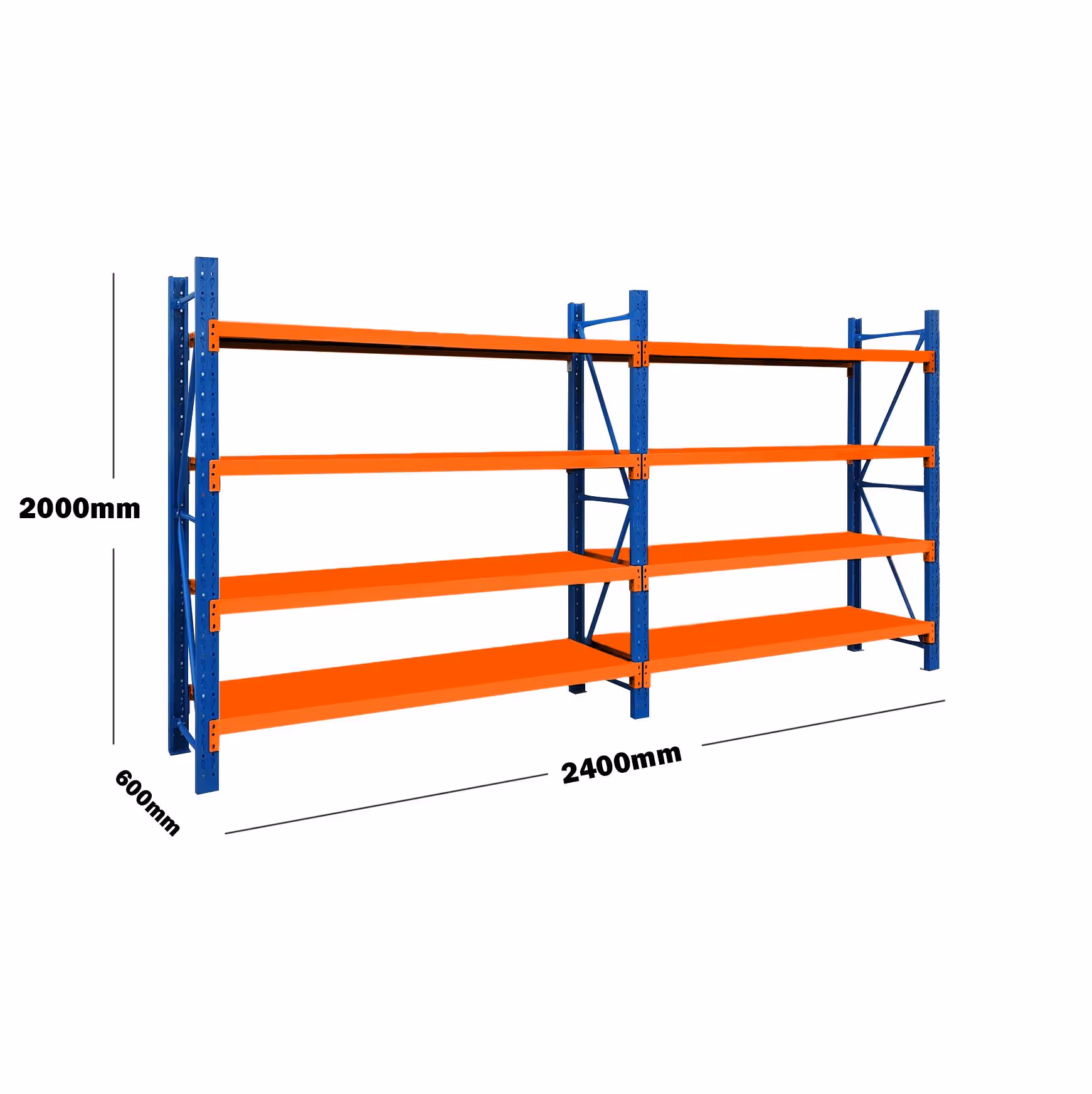 2.4M(L) x 2.0M(H) x 0.6M(D) Shelves Racking Metal Steel Blue & Orange 2420BO