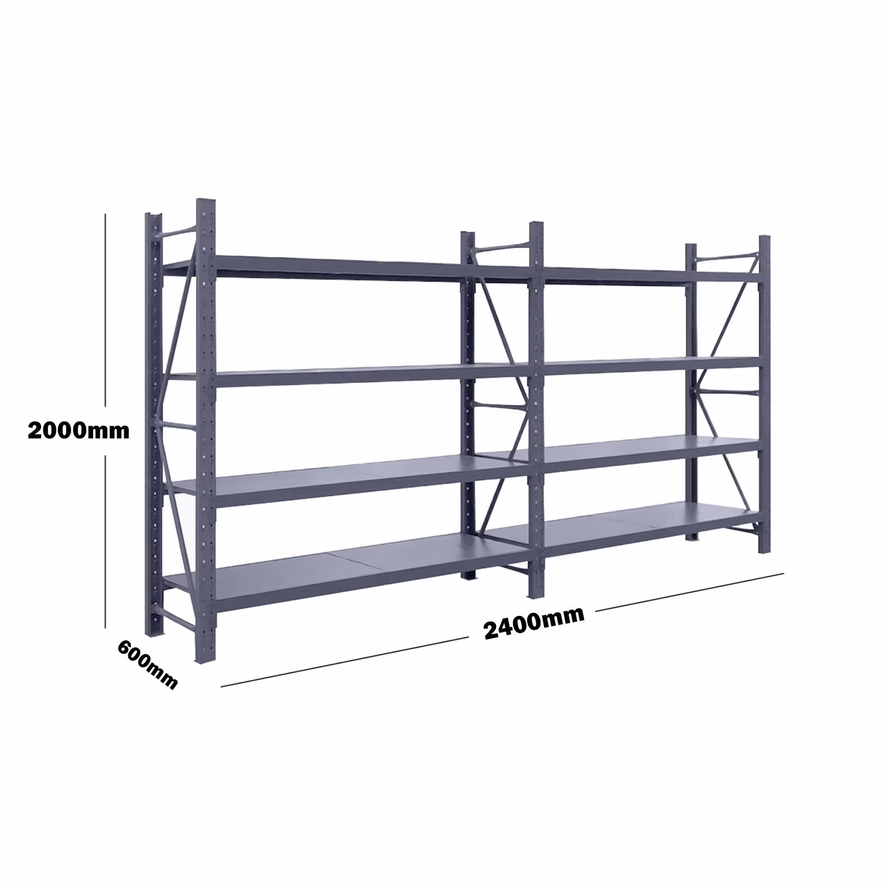 2.4M(L) x 2.0M(H) x 0.6M(D) Shelves Racking Metal Steel Charcoal 2420C
