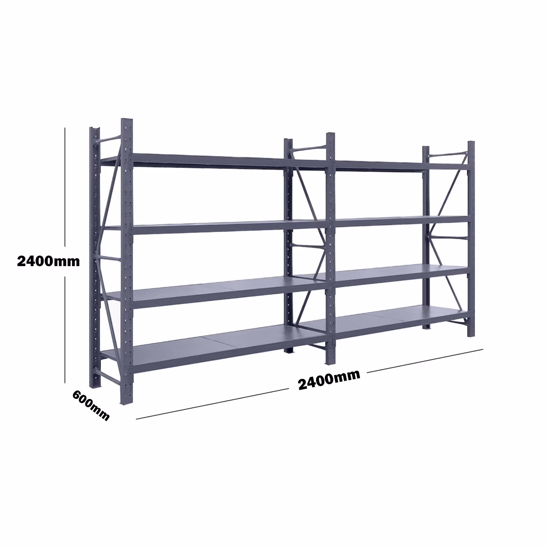 2.4M(L) x 2.4M(H) x 0.6M(D) Shelves Racking Metal Steel Charcoal 2424C