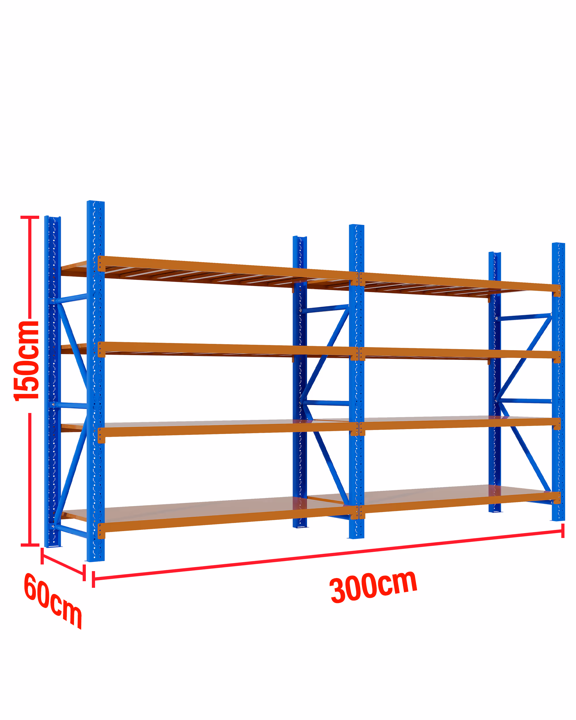 3M(L) x 1.5M(H) x 0.6M(D) Shelves Racking Metal Steel Blue & Orange 3015BO