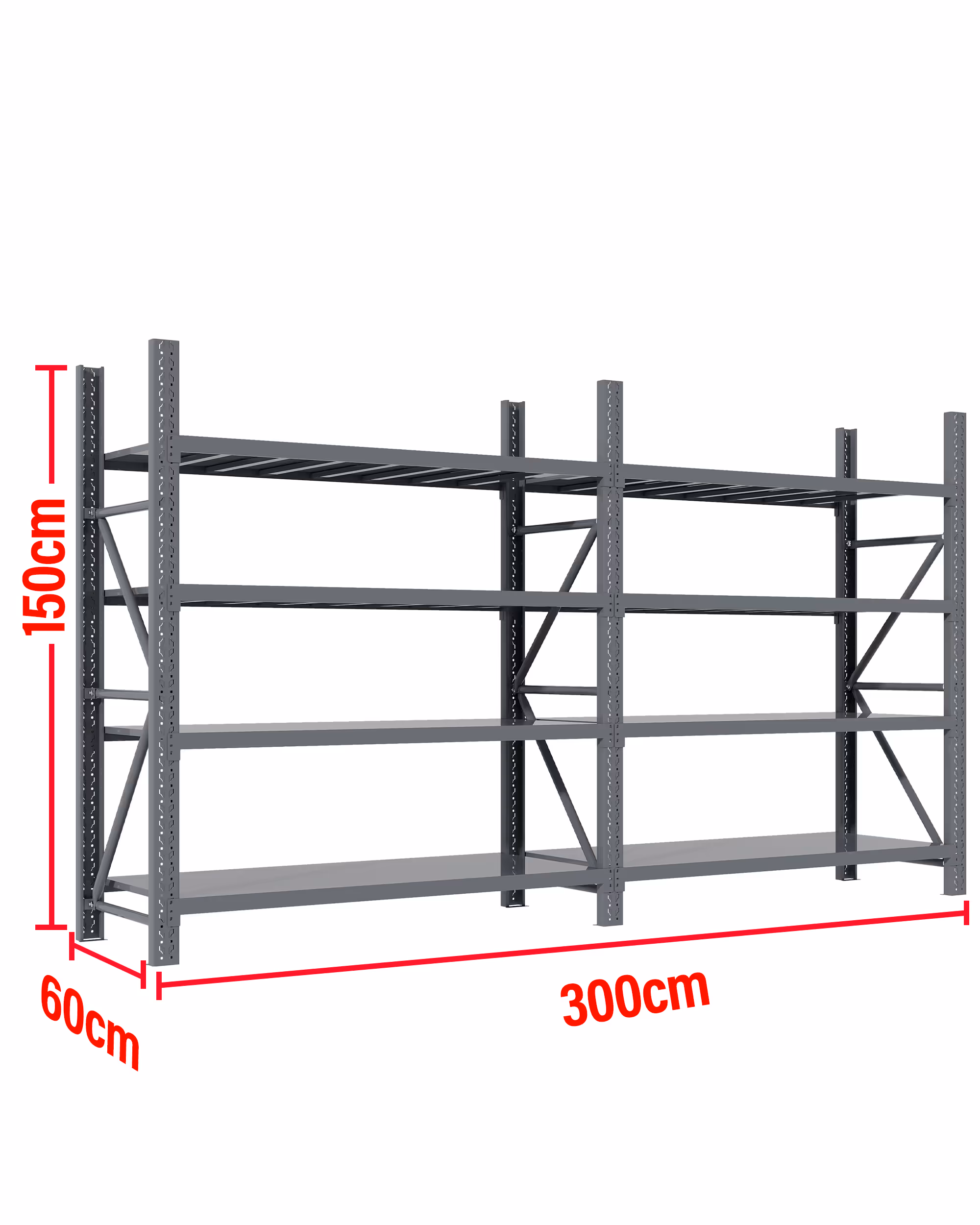 3M(L) x 1.5M(H) x 0.6M(D) Shelves Racking Metal Steel Charcoal 3015C
