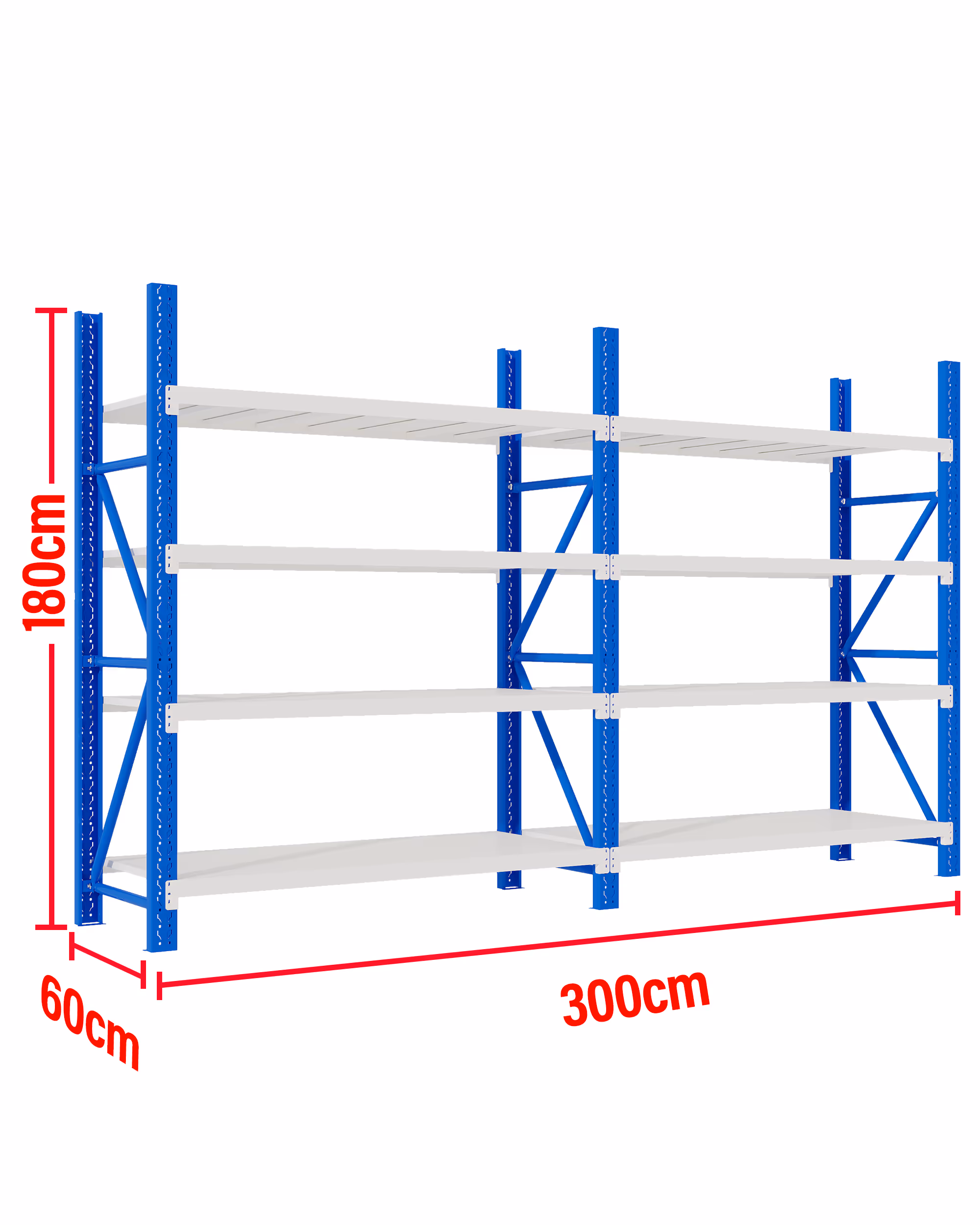 3M(L) x 1.8M(H) x 0.6M(D) Shelves Racking Metal Steel Blue & White 3018BG