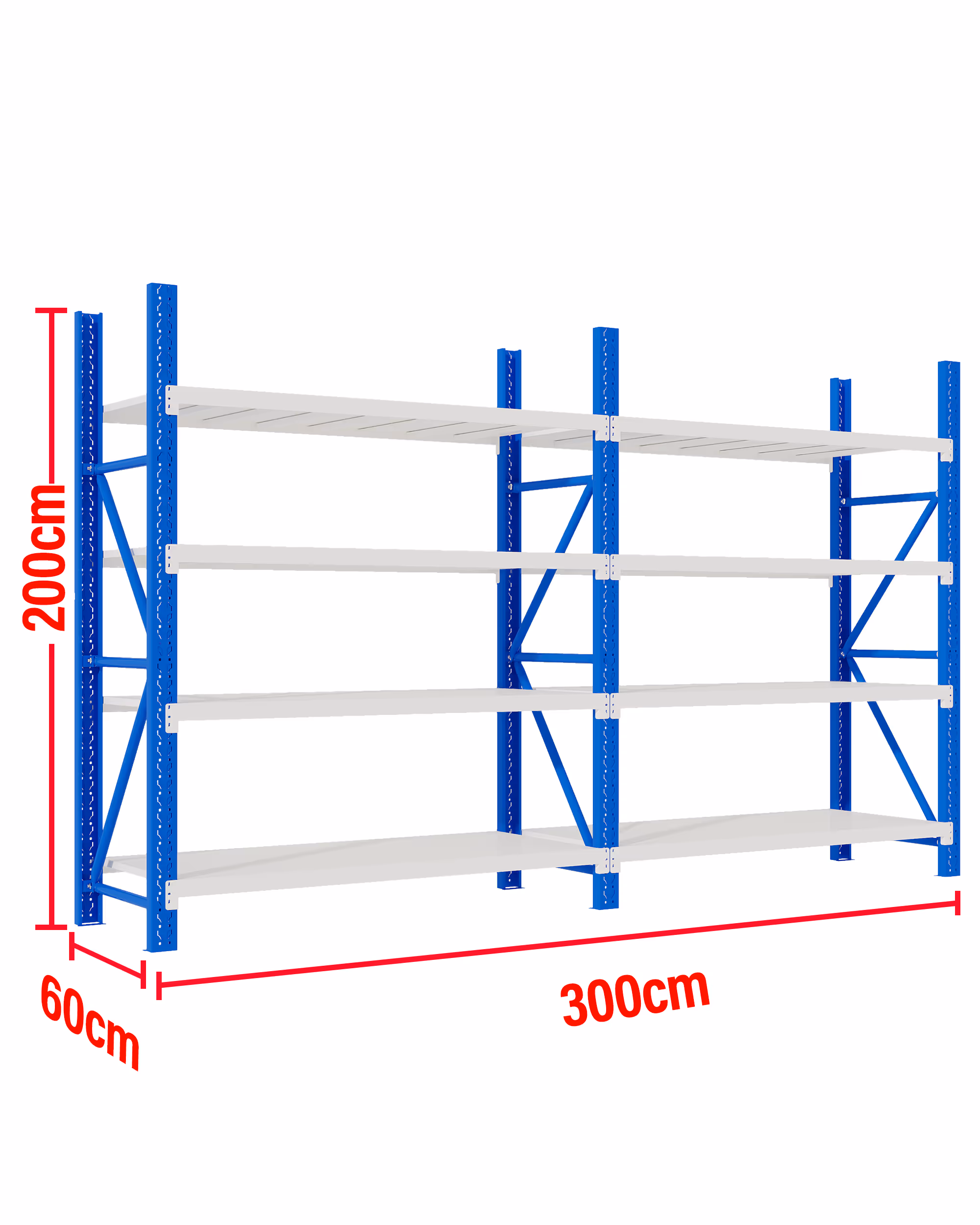 3M(L) x 2.0M(H) x 0.6M(D) Shelves Racking Metal Steel Blue & White 3020BG