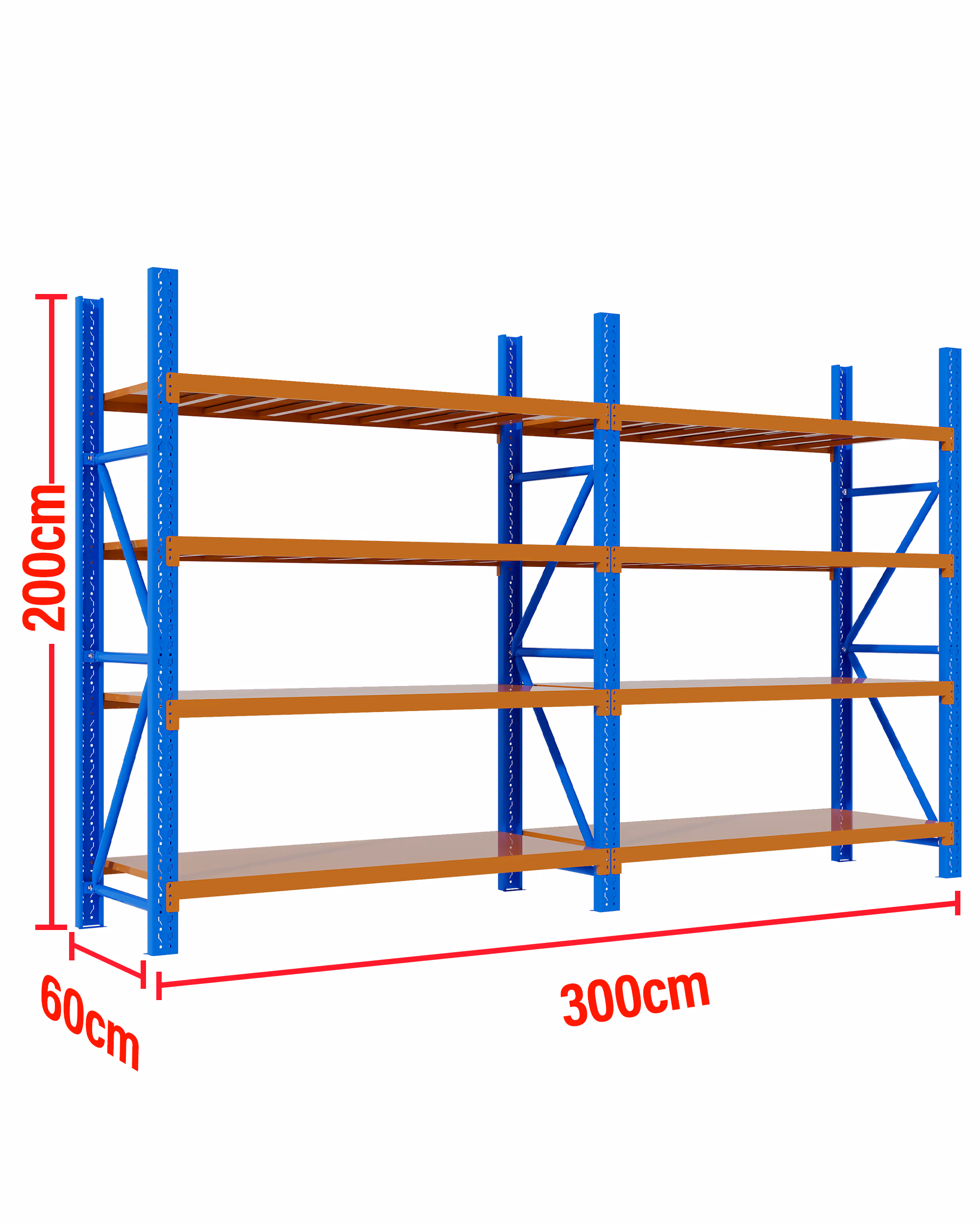 3M(L) x 2.0M(H) x 0.6M(D) Shelves Racking Metal Steel Blue & Orange 3020BO