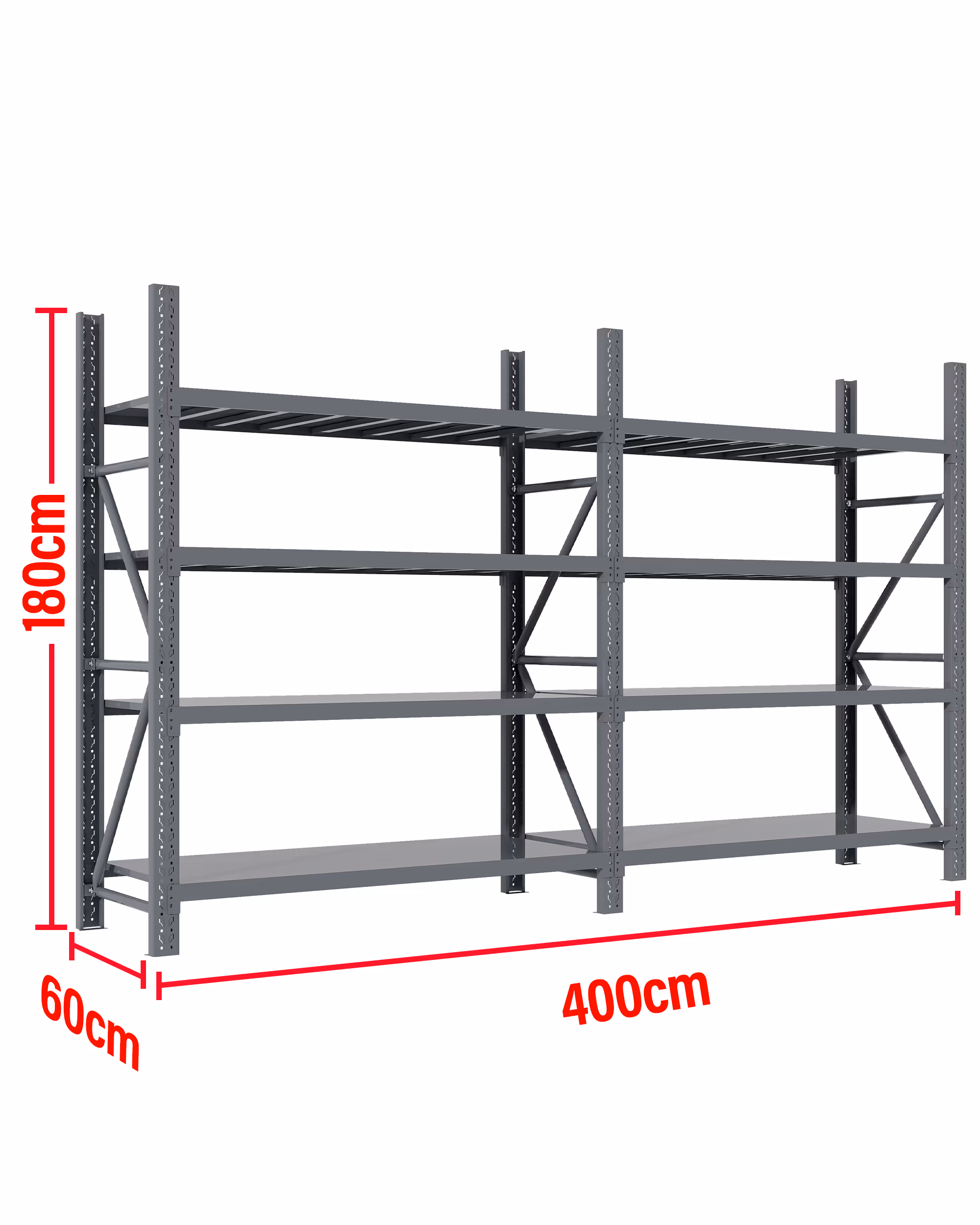 4M(L) x 1.8M(H) x 0.6M(D) Shelves Racking Metal Steel Charcoal 4018C