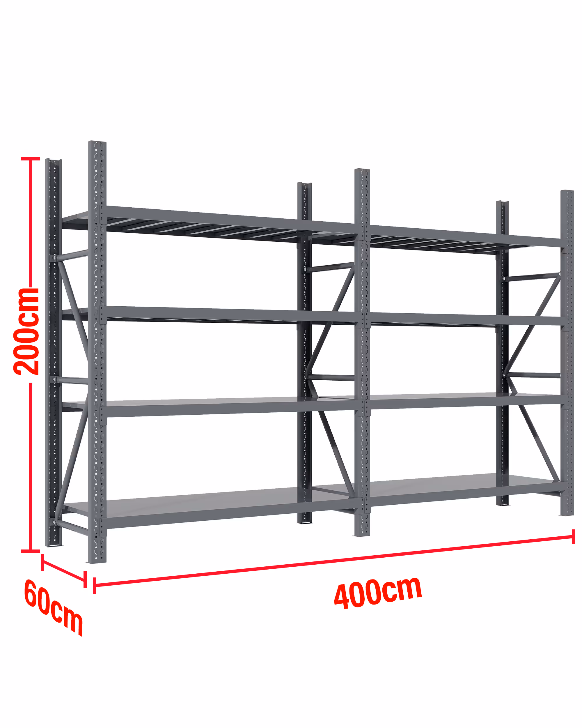 4M(L) x 2M(H) x 0.6M(D) Shelves Racking Metal Steel Charcoal 4020C