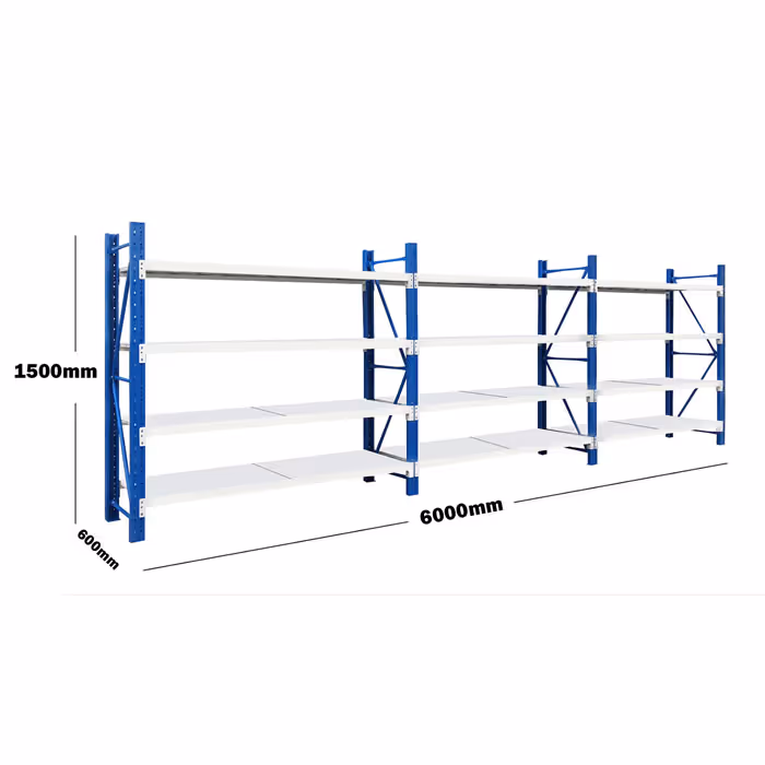 6M(L) x 1.5M(H) x 0.6M(D) Shelves Racking Metal Steel Blue & White 6015BG