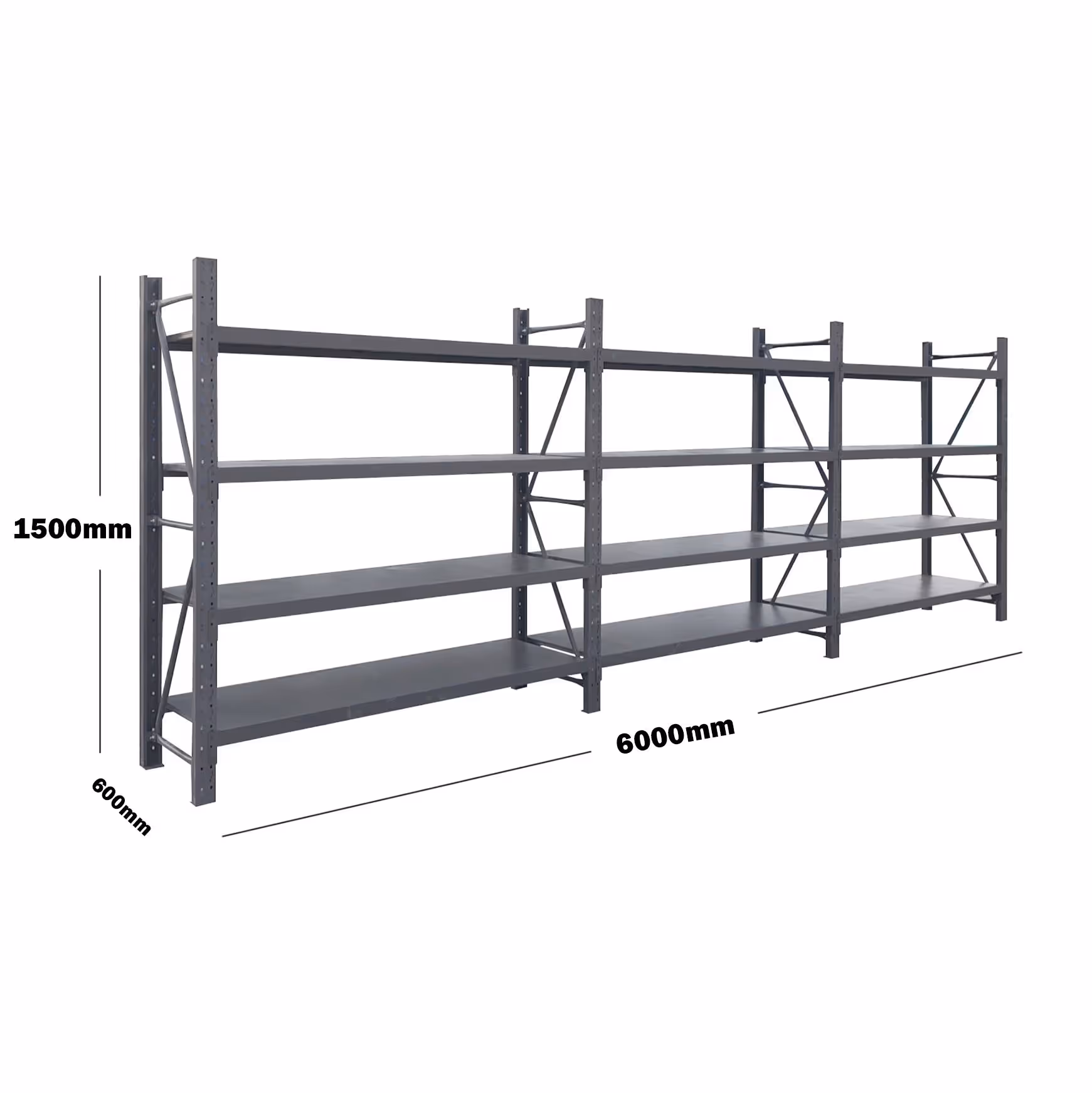 6M(L) x 1.5M(H) x 0.6M(D) Shelves Racking Metal Steel Charcoal 6015C
