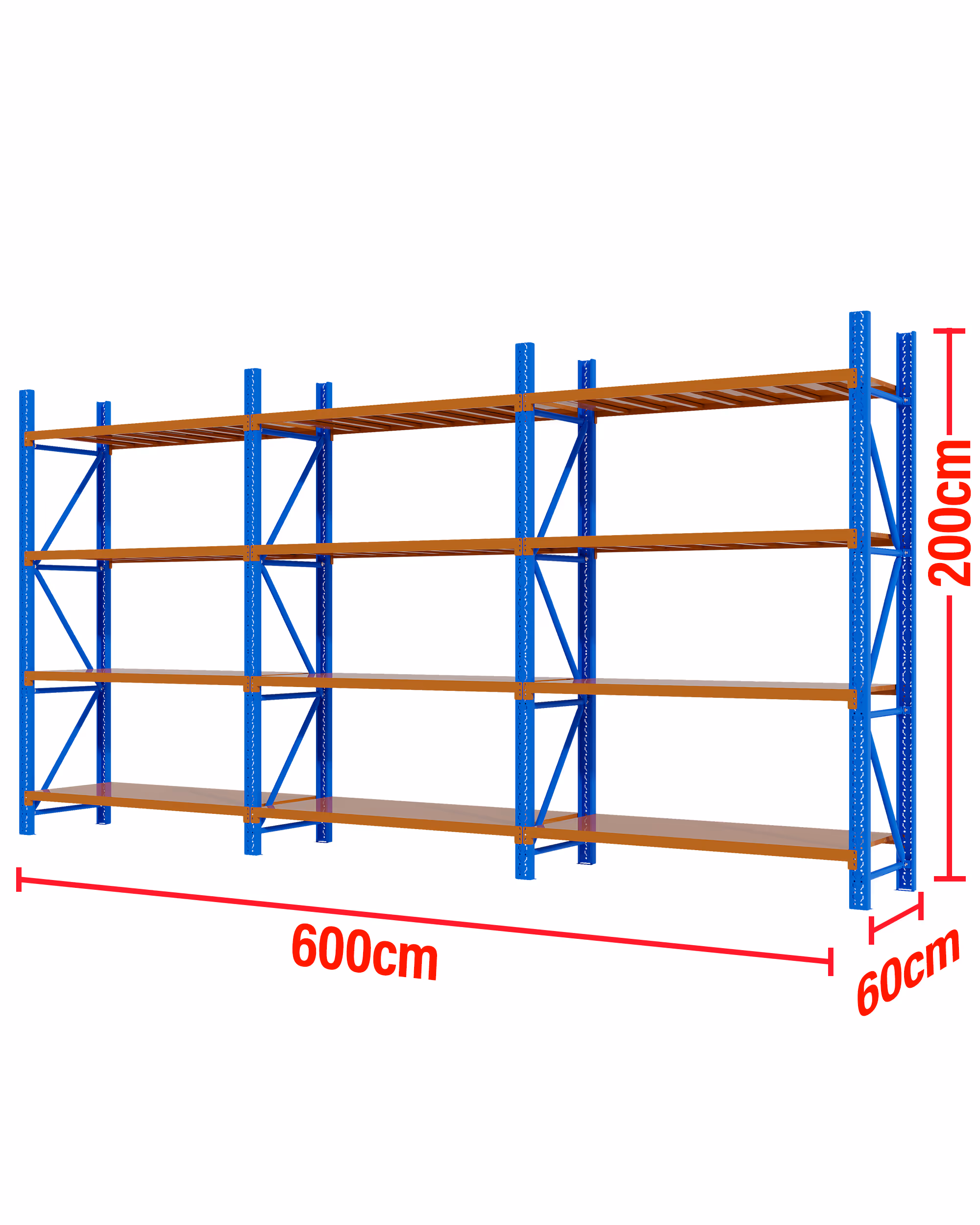 6M(L) x 2M(H) x 0.6M(D) Shelves Racking Metal Steel Blue & Orange 6020BO