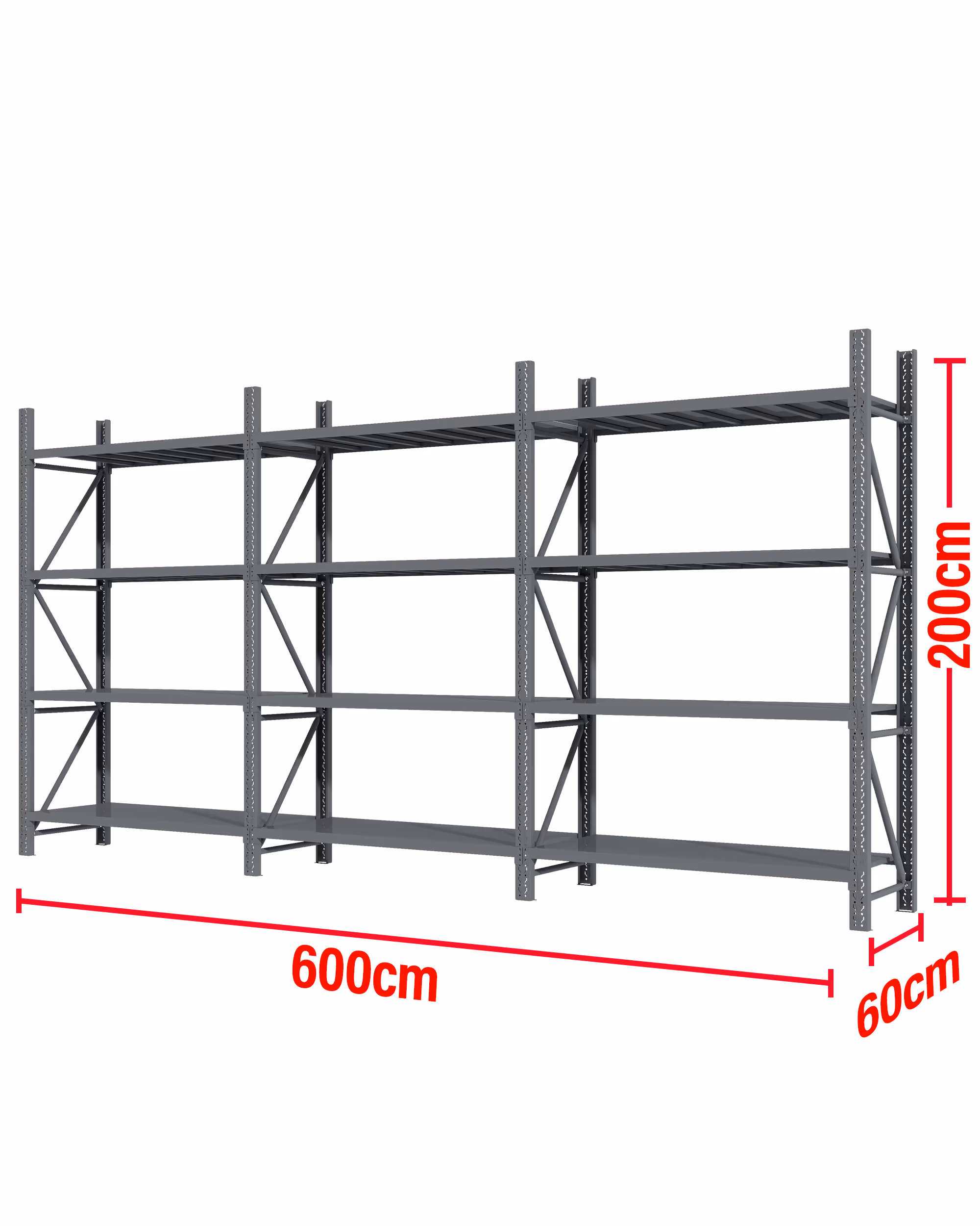 6M(L) x 2M(H) x 0.6M(D) Shelves Racking Metal Steel Charcoal 6020C