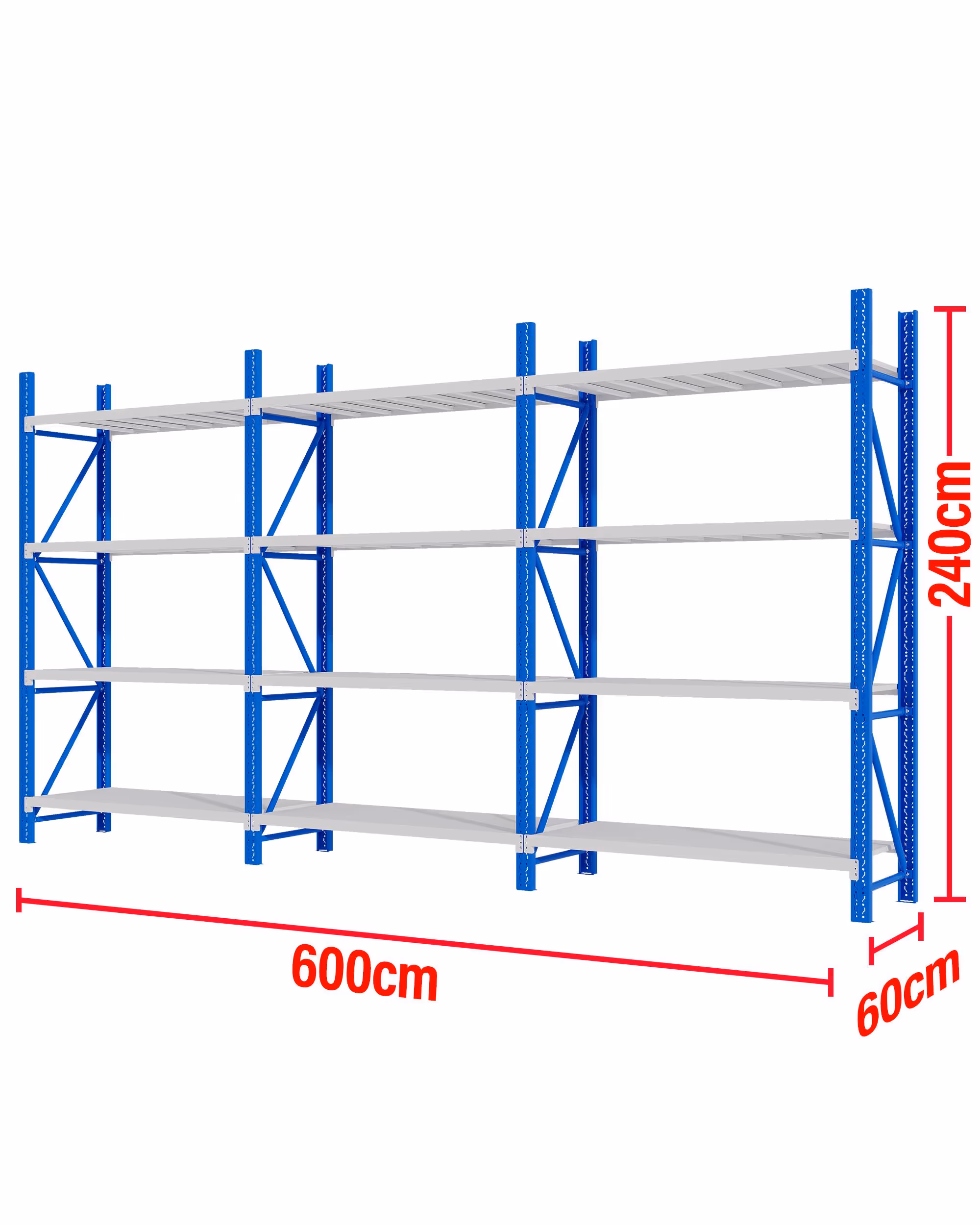 6M(L) x 2.4M(H) x 0.6M(D) Shelves Racking Metal Steel Blue & White 6024BG