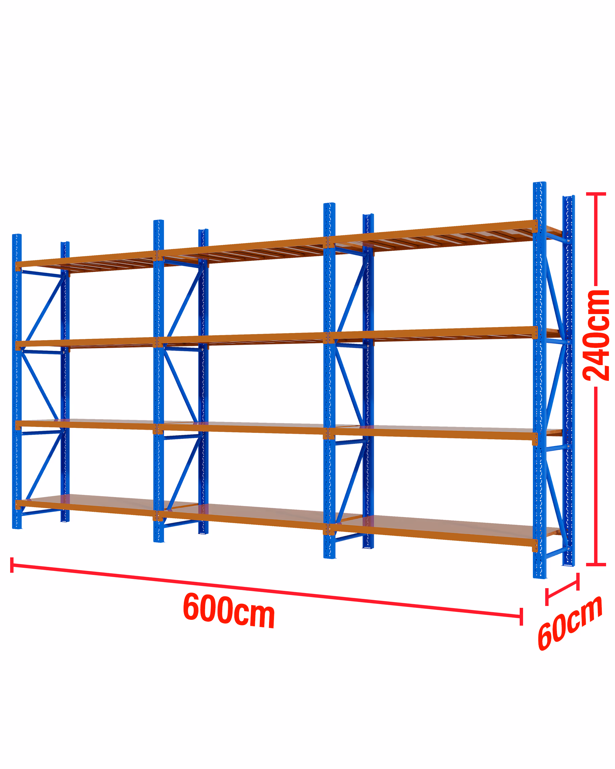 6M(L) x 2.4M(H) x 0.6M(D) Shelves Racking Metal Steel Blue & Orange 6024BO