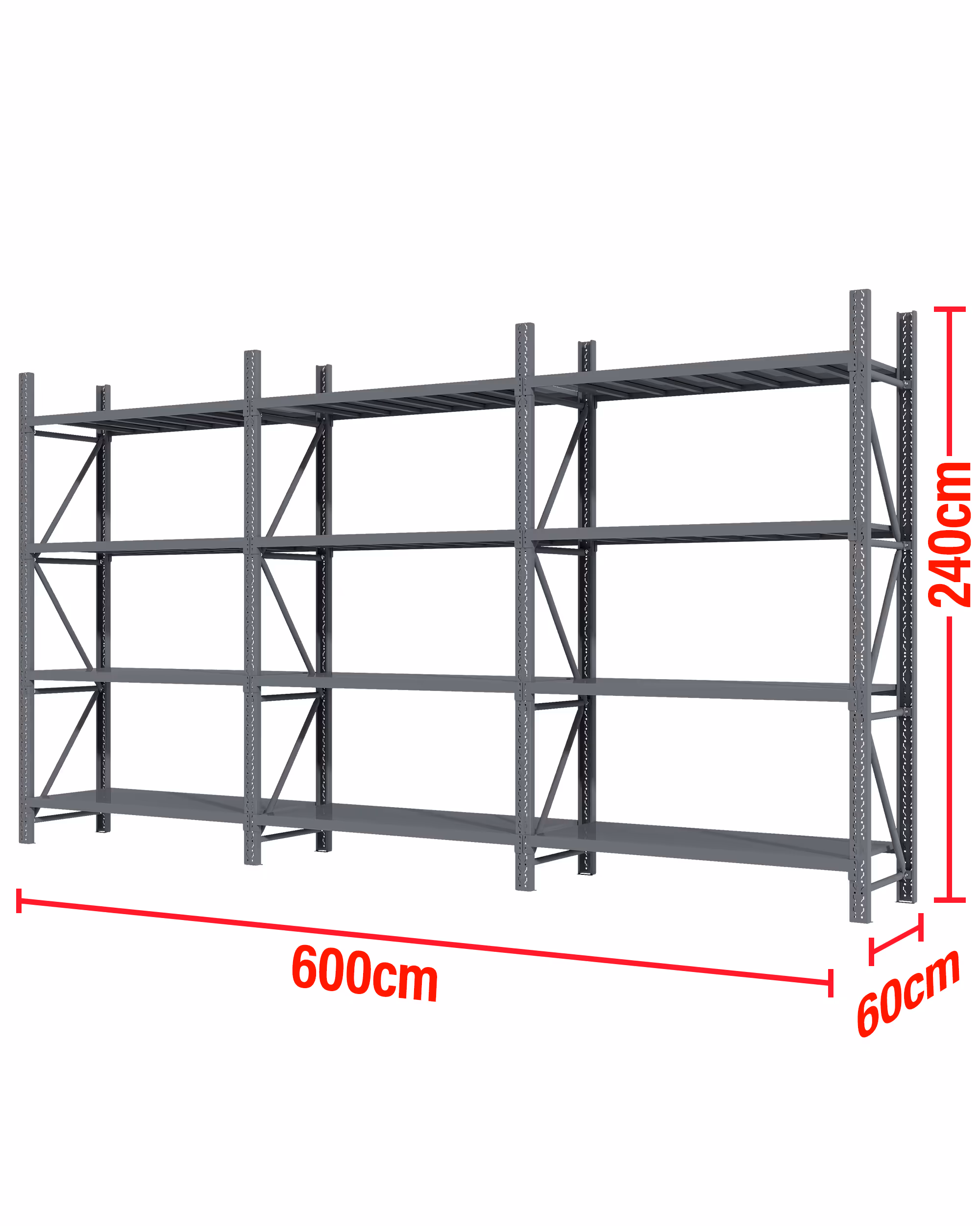 6M(L) x 2.4M(H) x 0.6M(D) Shelves Racking Metal Steel Charcoal 6024C