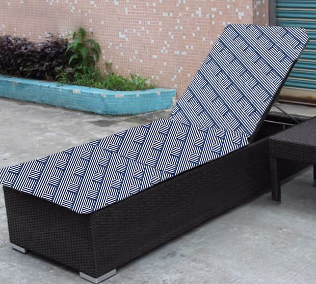 BLUE & WHITE WATER-PROOF REPLACEMENT SUN LOUNGE CUSHION COVER ONLY