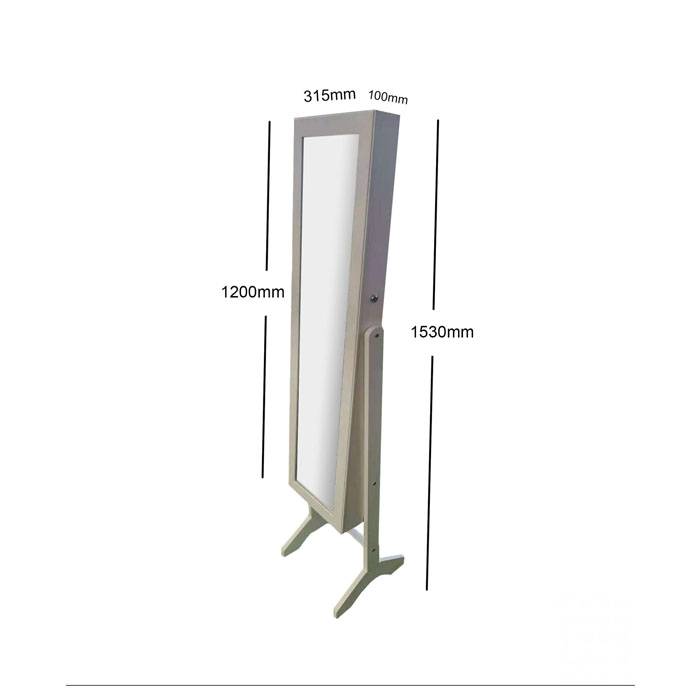 2 IN 1 MULTIFUNCTION BODY MIRROR WITH LOCKABLE JEWELLERY & ACCESSORIES CABINET