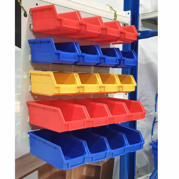 20 STORAGE BIN WALL-MOUNTED RACK TOOLS PARTS GARAGE SHELVING ORGANISER PS045