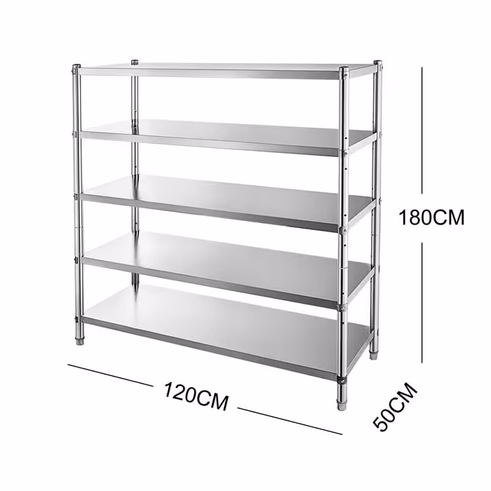 120cm Stainless Steel Metal 5 Tier Shelf Kitchen Bar Freezer Storage