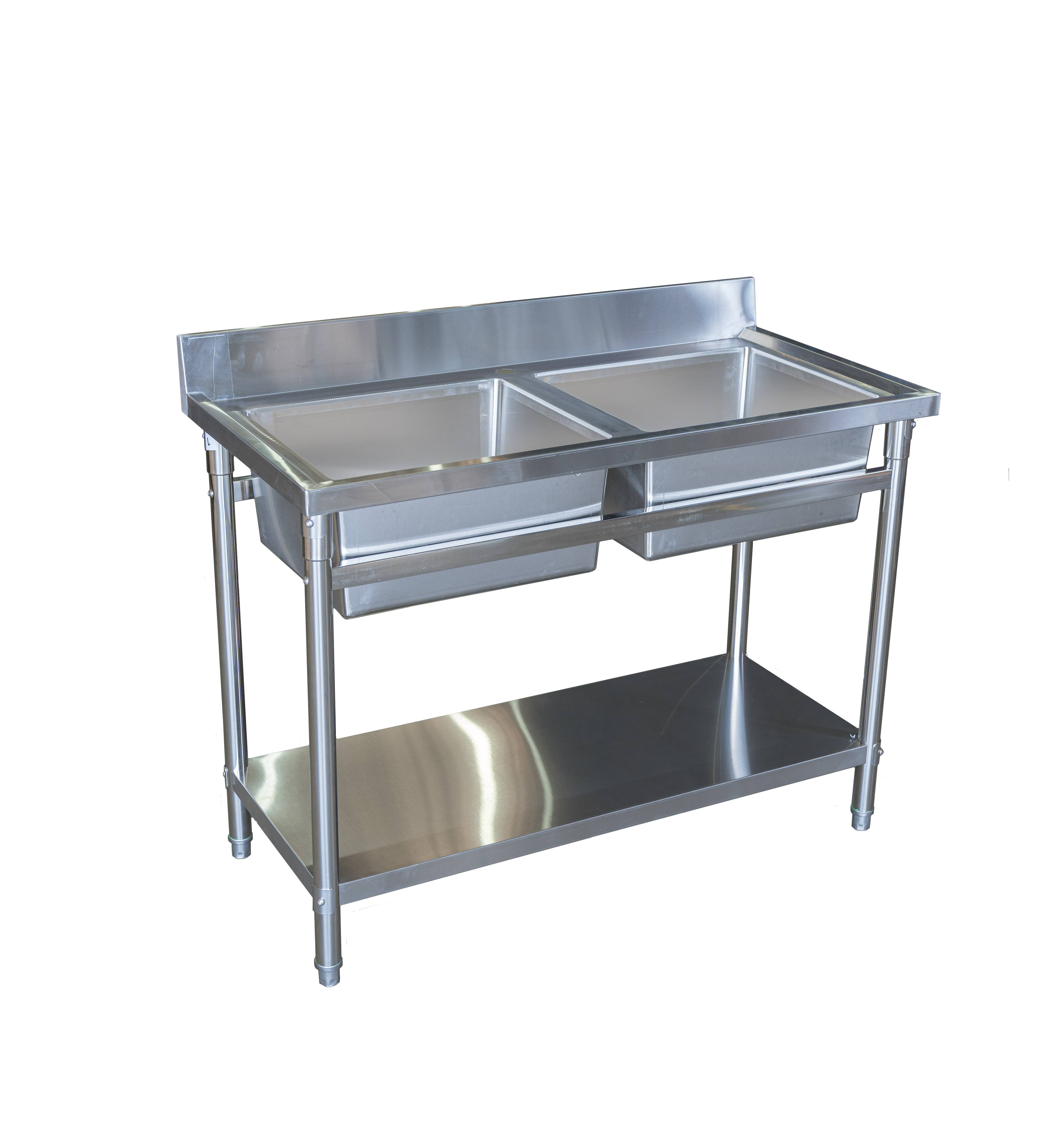 120CM x 60CM Double Centre Stainless Sink With 120mm Splashback