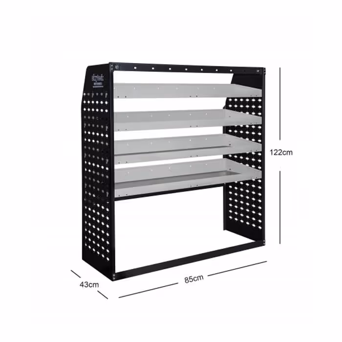 METAL VAN SHELVING 4 TIER SHELF COMPLETE UNIT 85CM X 122CM X 43CM VS002