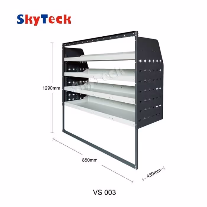 METAL VAN SHELVING 4 TIER SHELF COMPLETE UNIT 85CM X 129CM X 43CM VS003 (HALF LEG)