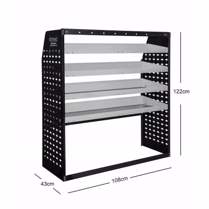 METAL VAN SHELVING 4 TIER SHELF COMPLETE UNIT 108CM X 122CM X 43CM VS005