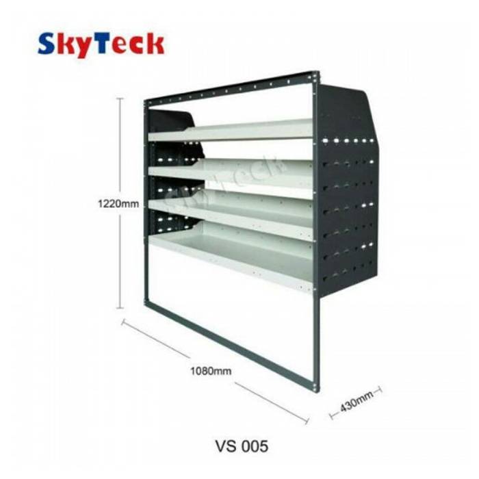 METAL VAN SHELVING 4 TIER SHELF COMPLETE UNIT 108CM X 122CM X 43CM VS005 (HALF LEG)