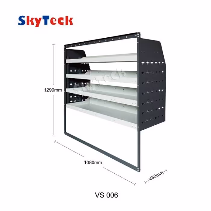 METAL VAN SHELVING 4 TIER SHELF COMPLETE UNIT 108CM X 129CM X 43CM VS006 (HALF LEG)