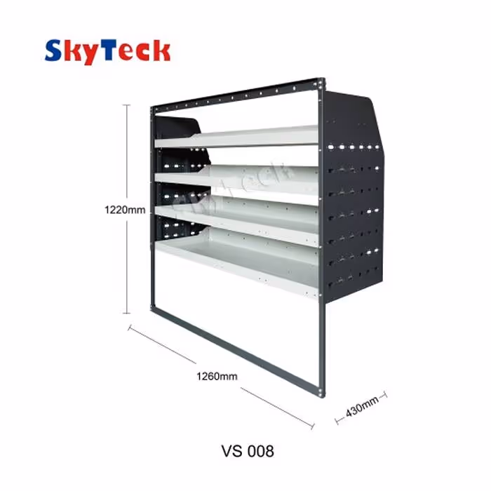 METAL VAN SHELVING 4 TIER SHELF COMPLETE UNIT 126CM X 122CM X 43CM VS008 (HALF LEG)