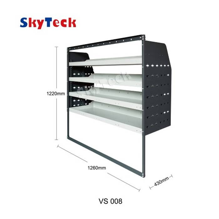METAL VAN SHELVING 4 TIER SHELF COMPLETE UNIT 126CM X 122CM X 43CM VS008 (HALF LEG)