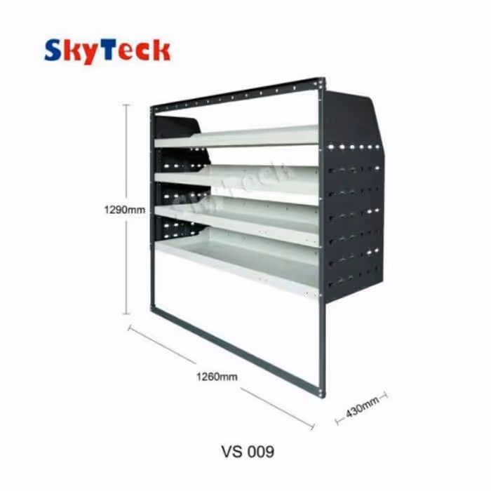 METAL VAN SHELVING 4 TIER SHELF COMPLETE UNIT 126CM X 129CM X 43CM VS009 (HALF LEG)