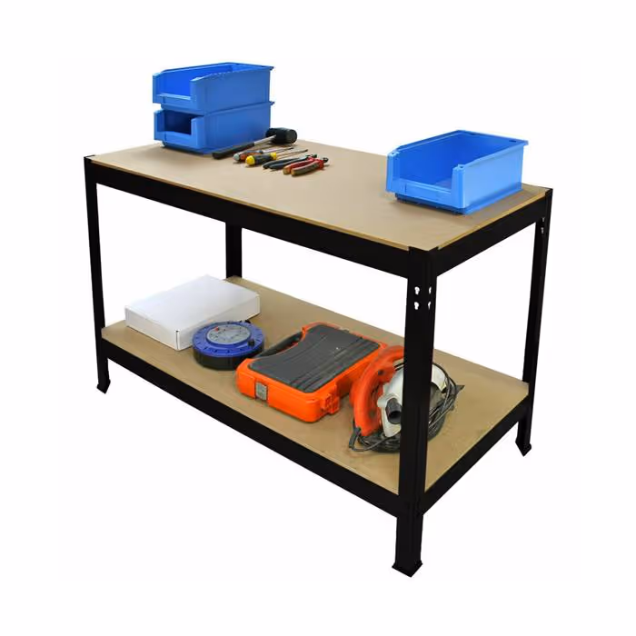 120cm Heavy Duty MDF 2 Tier Workbench Unit Black WB12K