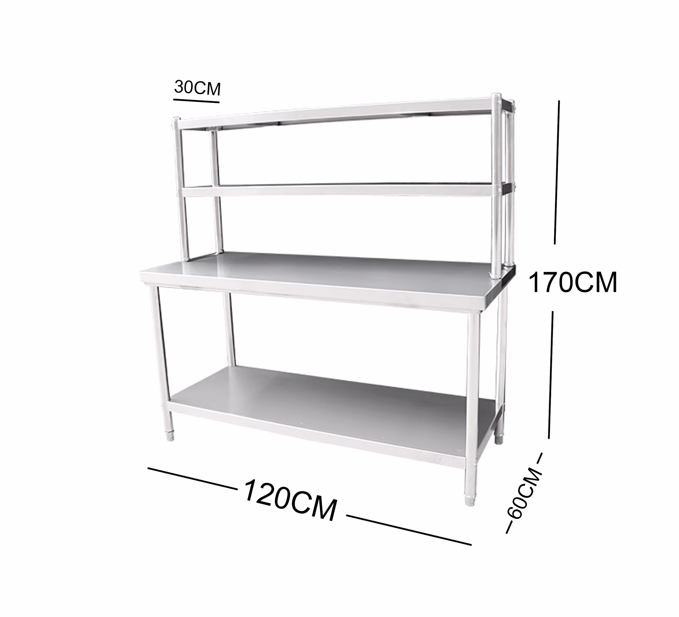 120cm Stainless Steel Metal Workbench Shelf Combo Kitchen Bench Freezer Storage