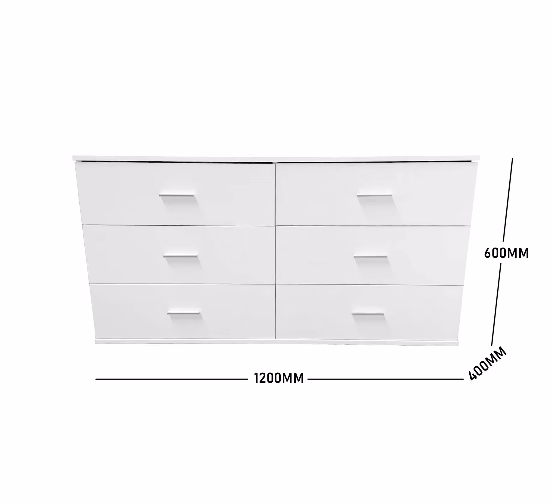White 6 Drawer Credenza Drawer Cabinet 120CM