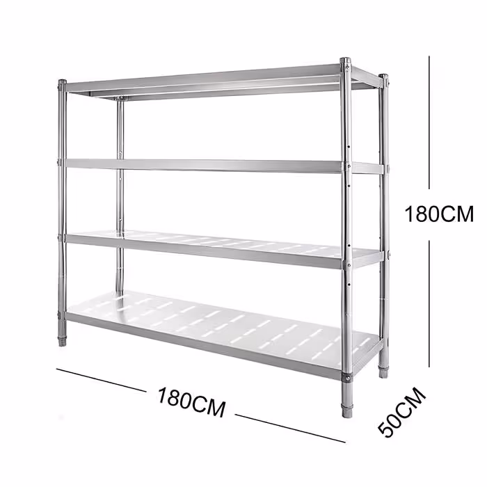 180cm Stainless Steel Metal 4 Tier Kitchen Shelf With Drain holes