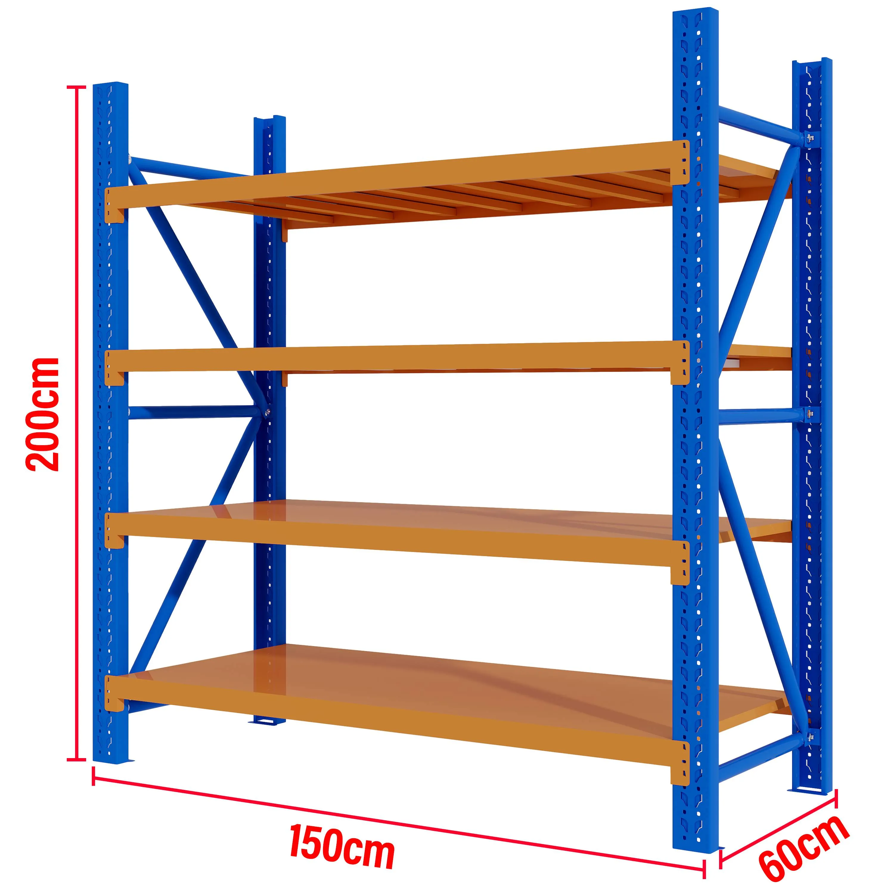 1.5M(L) x 2M(H) x 0.6M(D) Shelves Racking Metal Steel Blue & Orange 1520BO