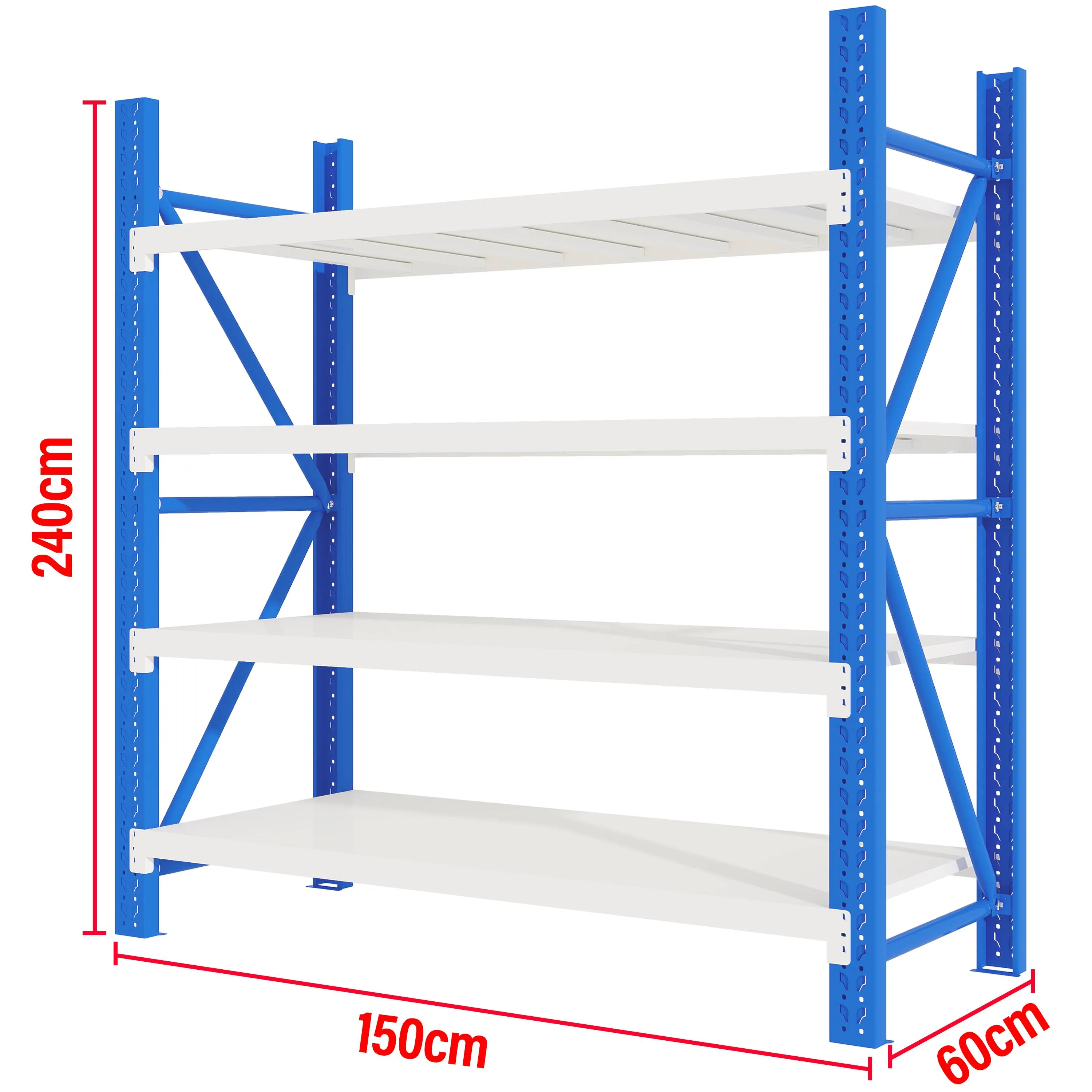 1.5M(L) x 2.4M(H) x 0.6M(D) Shelves Racking Metal Steel Blue & White 1524BG