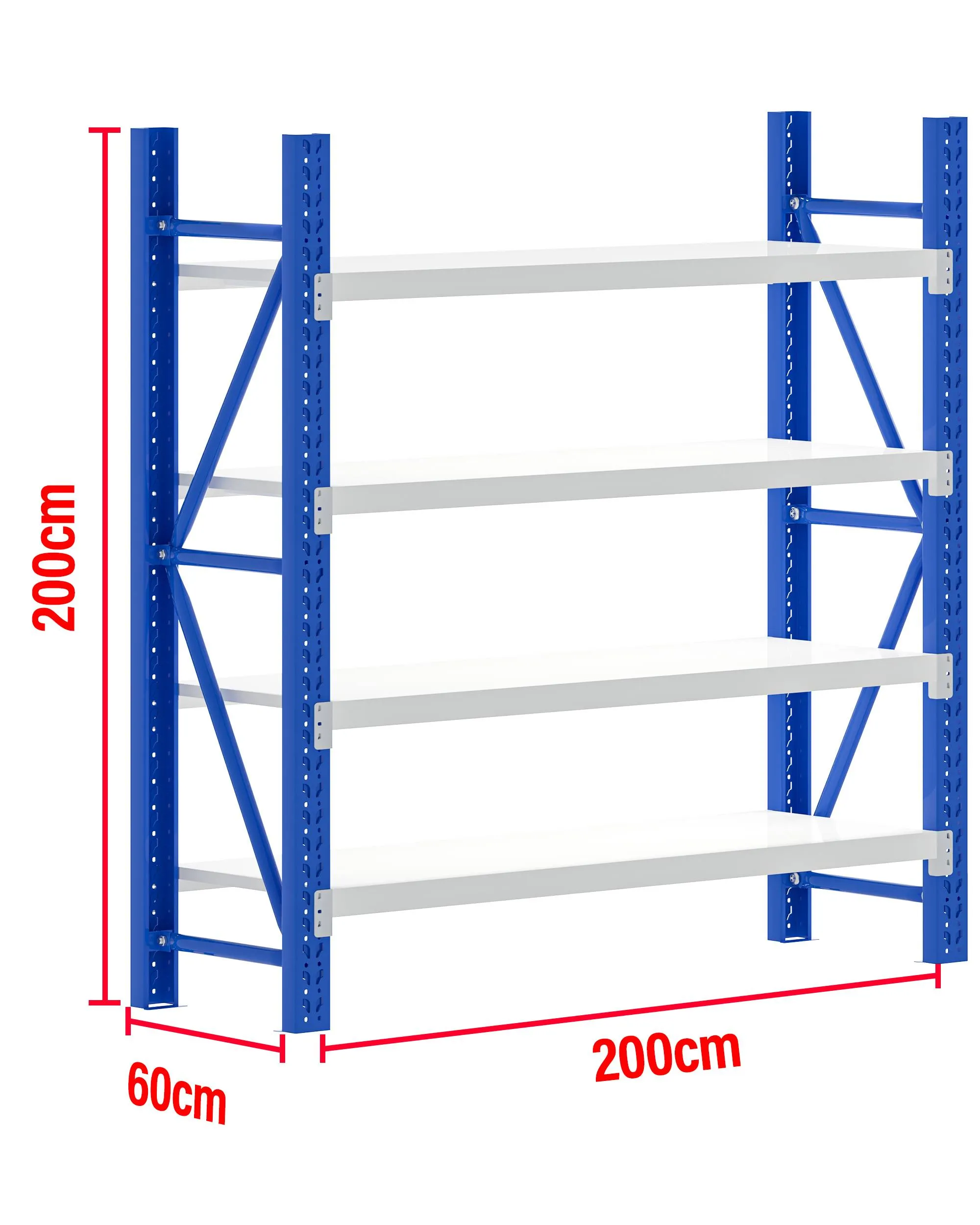 2M(L) x 2M(H) x 0.6M(D) Shelves Racking Metal Steel Blue & White 2020BG