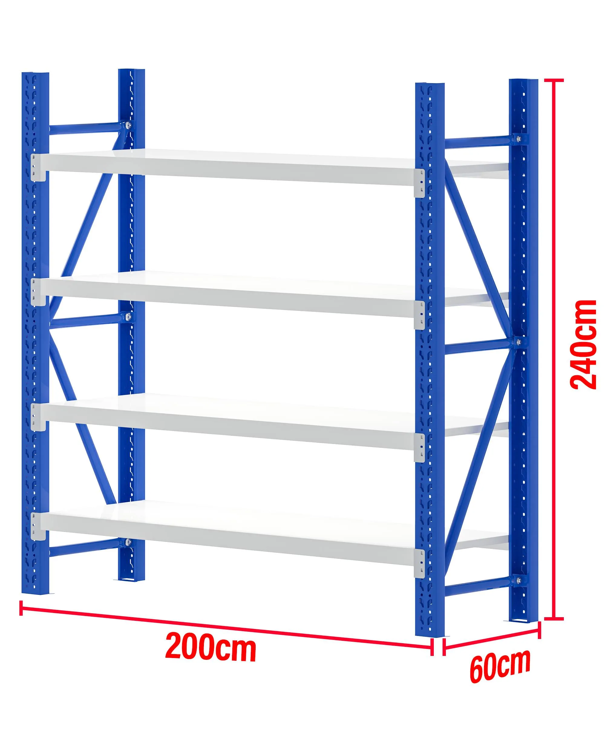 2M(L) x 2.4M(H) x 0.6M(D) Shelves Racking Metal Steel Blue & White 2024BG