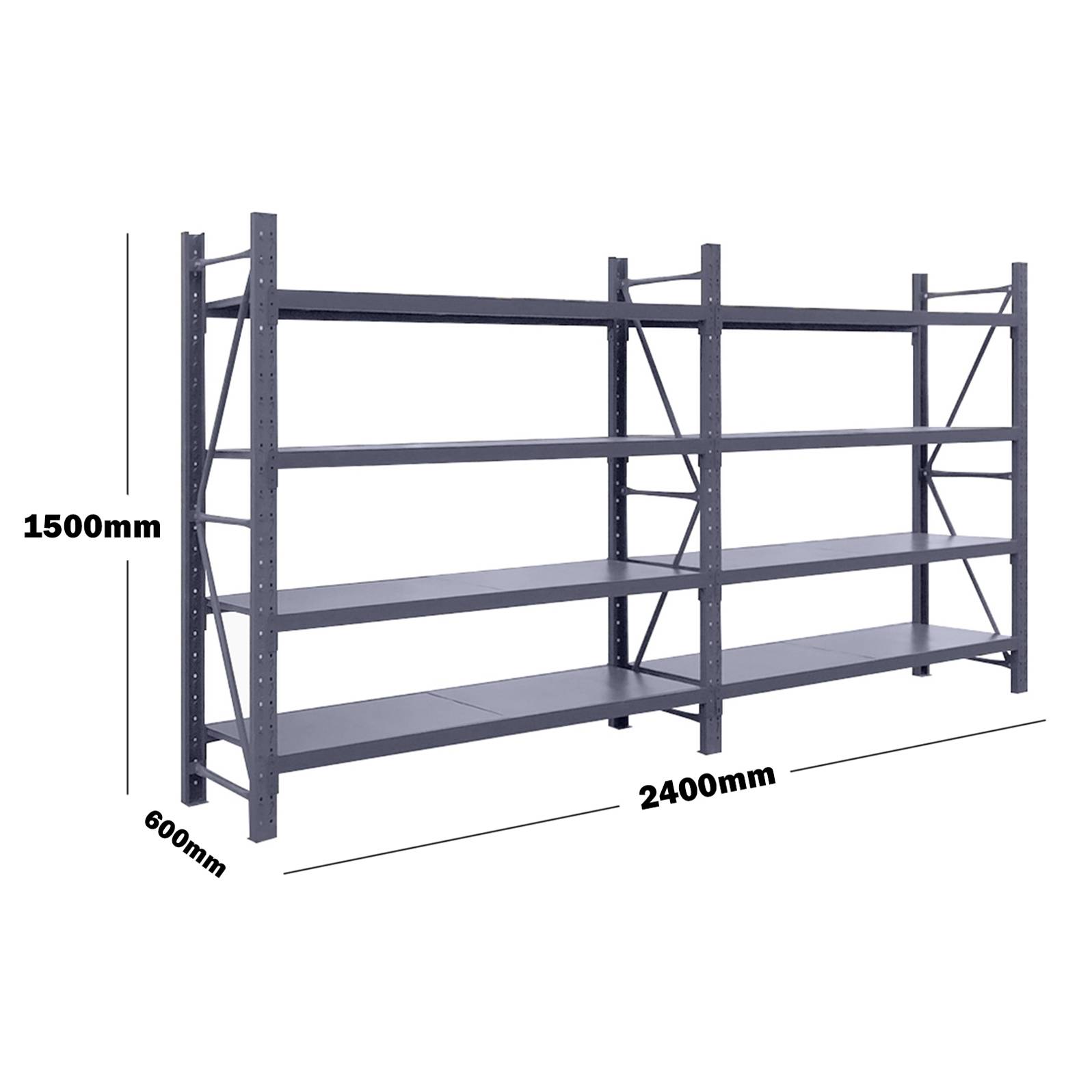 2.4M(L) x 1.5M(H) x 0.6M(D) Shelves Racking Metal Steel Charcoal 2415C