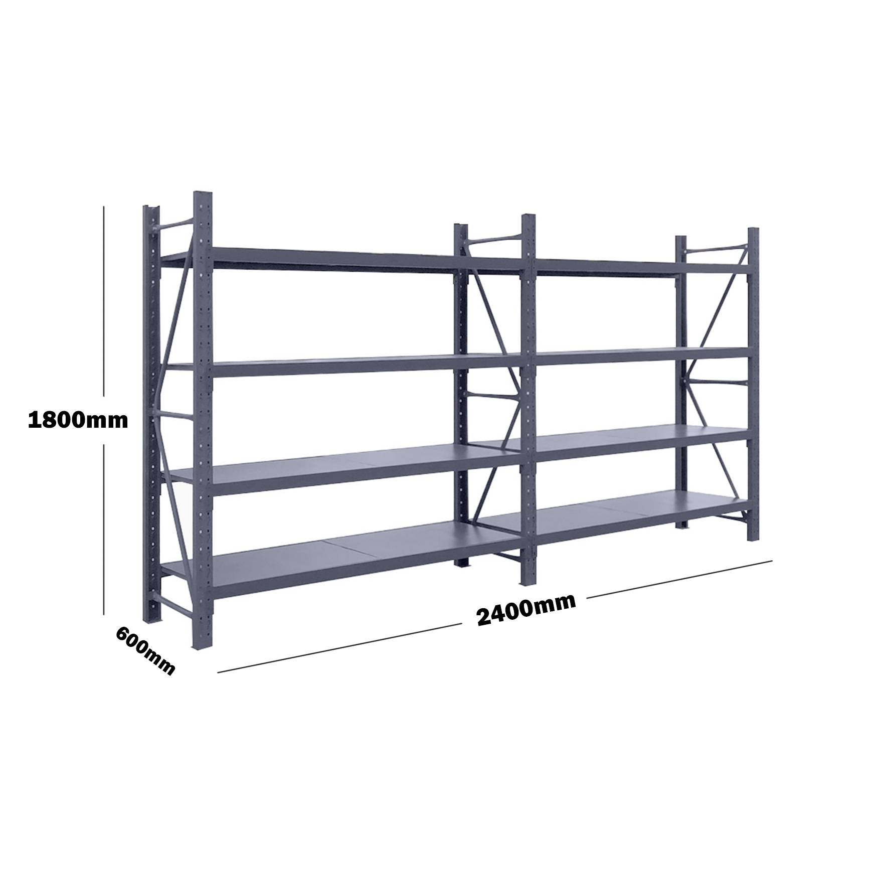 2.4M(L) x 1.8M(H) x 0.6M(D) Shelves Racking Metal Steel Charcoal 2418C