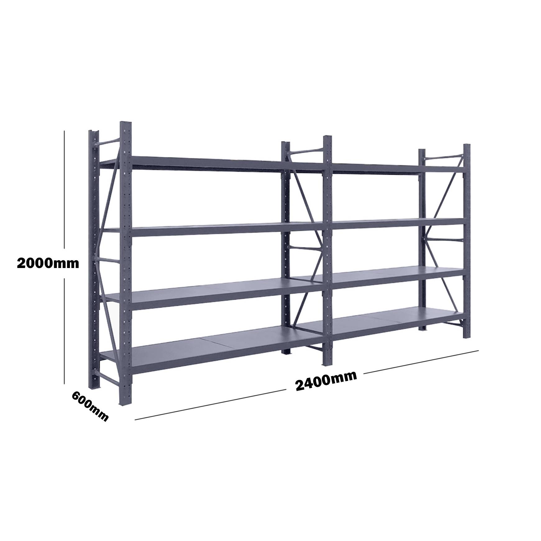 2.4M(L) x 2.0M(H) x 0.6M(D) Shelves Racking Metal Steel Charcoal 2420C