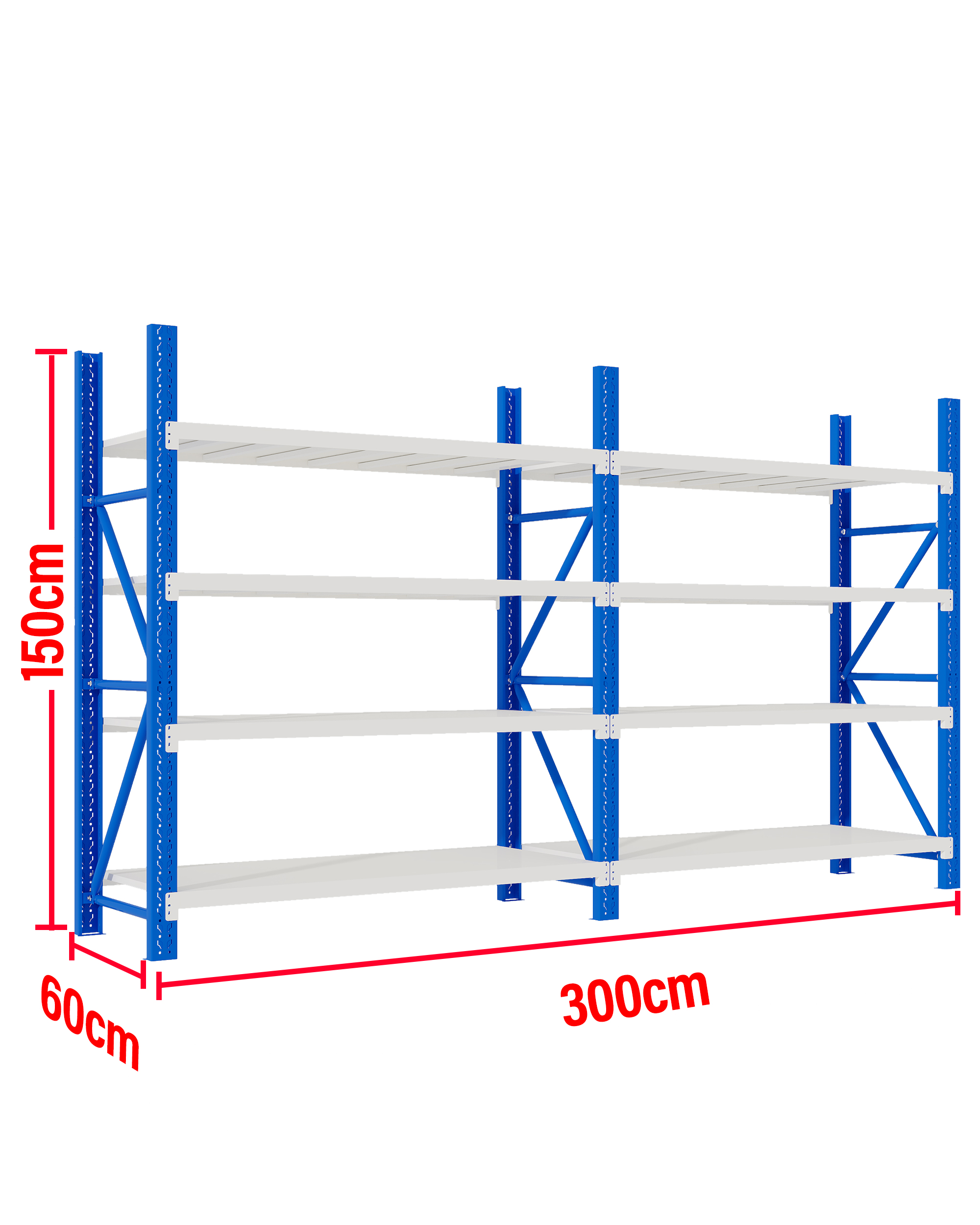 3M(L) x 1.5M(H) x 0.6M(D) Shelves Racking Metal Steel Blue & White 3015BG