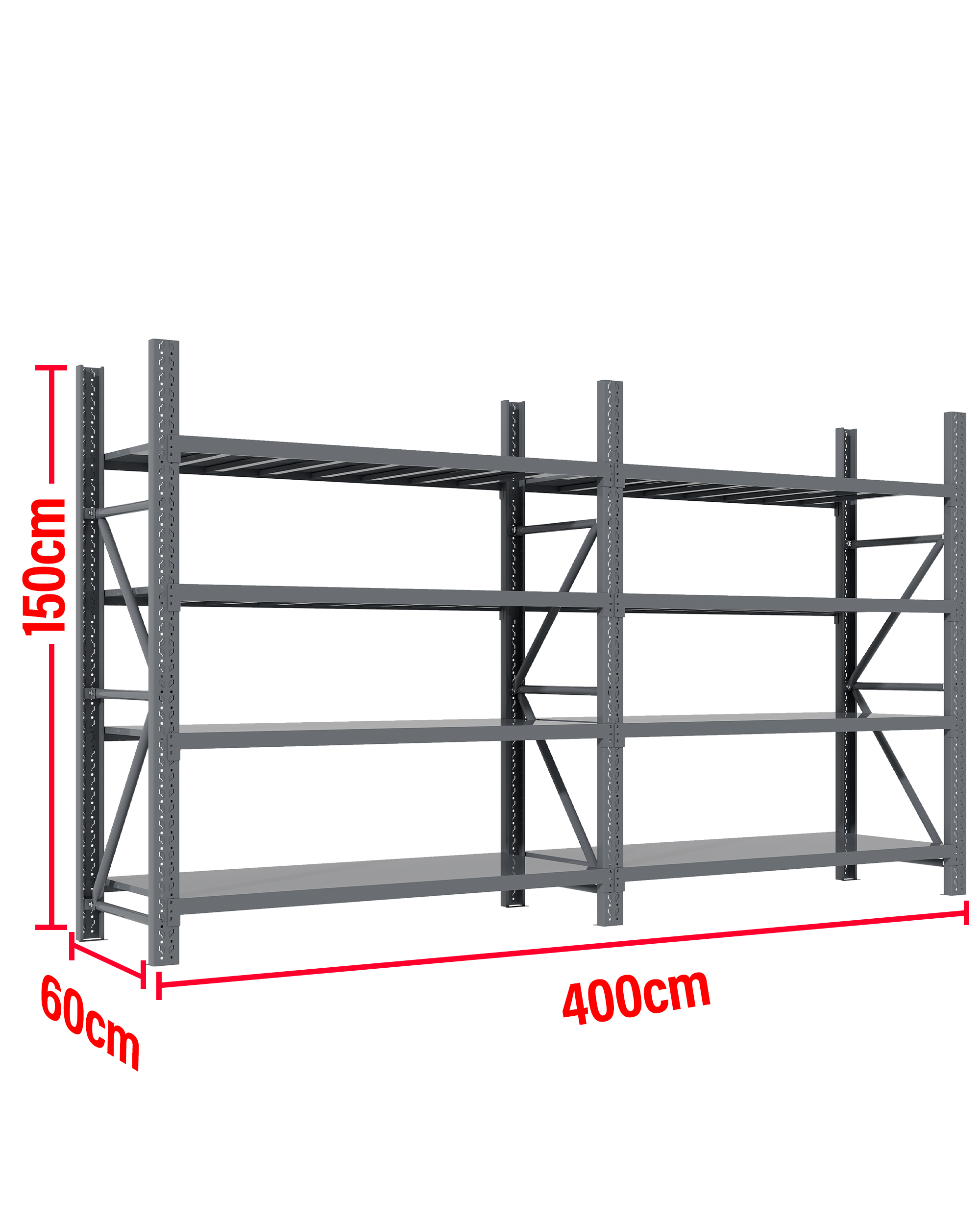 4M(L) x 1.5M(H) x 0.6M(D) Shelves Racking Metal Steel Charcoal 4015C