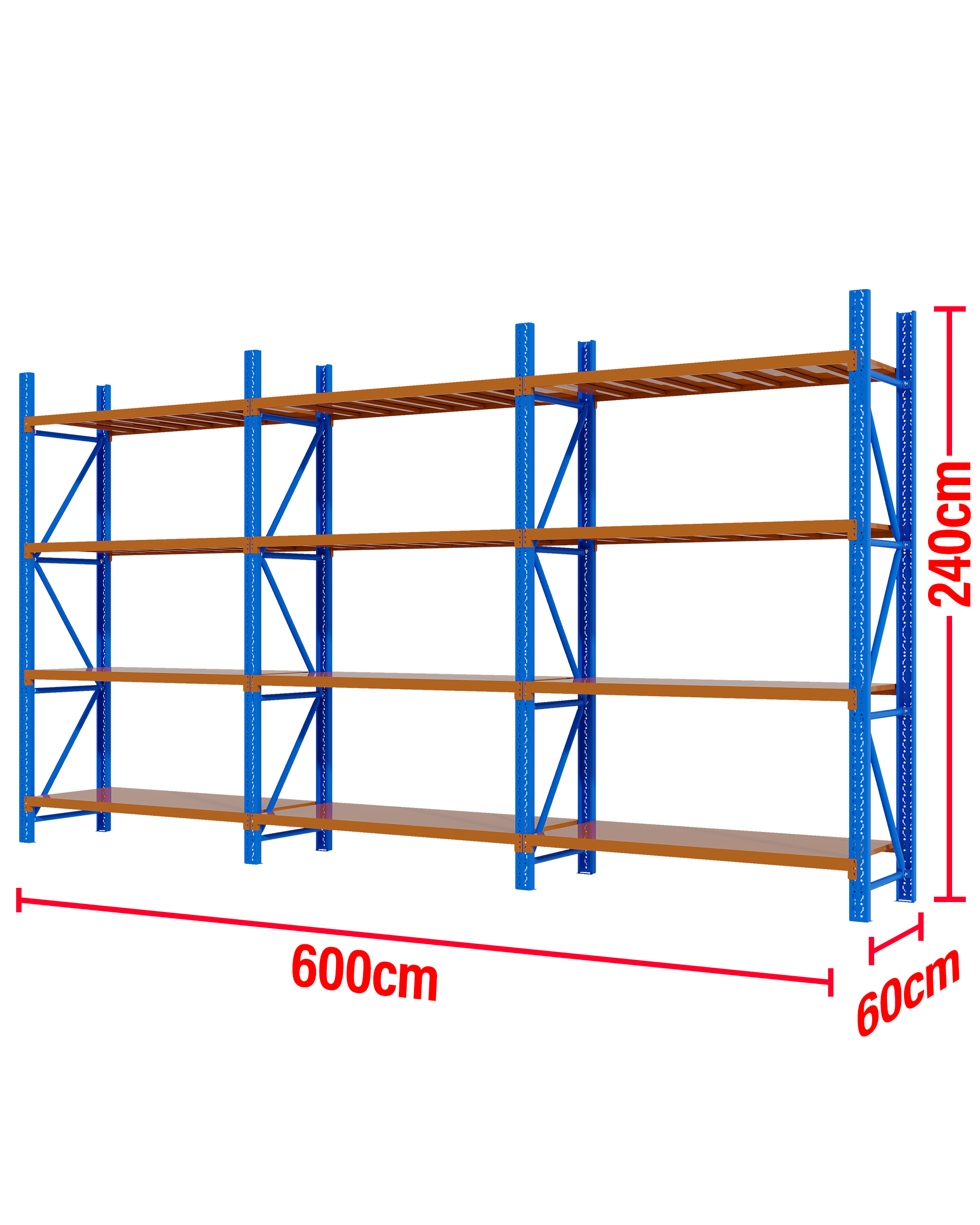 6M(L) x 2.4M(H) x 0.6M(D) Shelves Racking Metal Steel Blue & Orange 6024BO