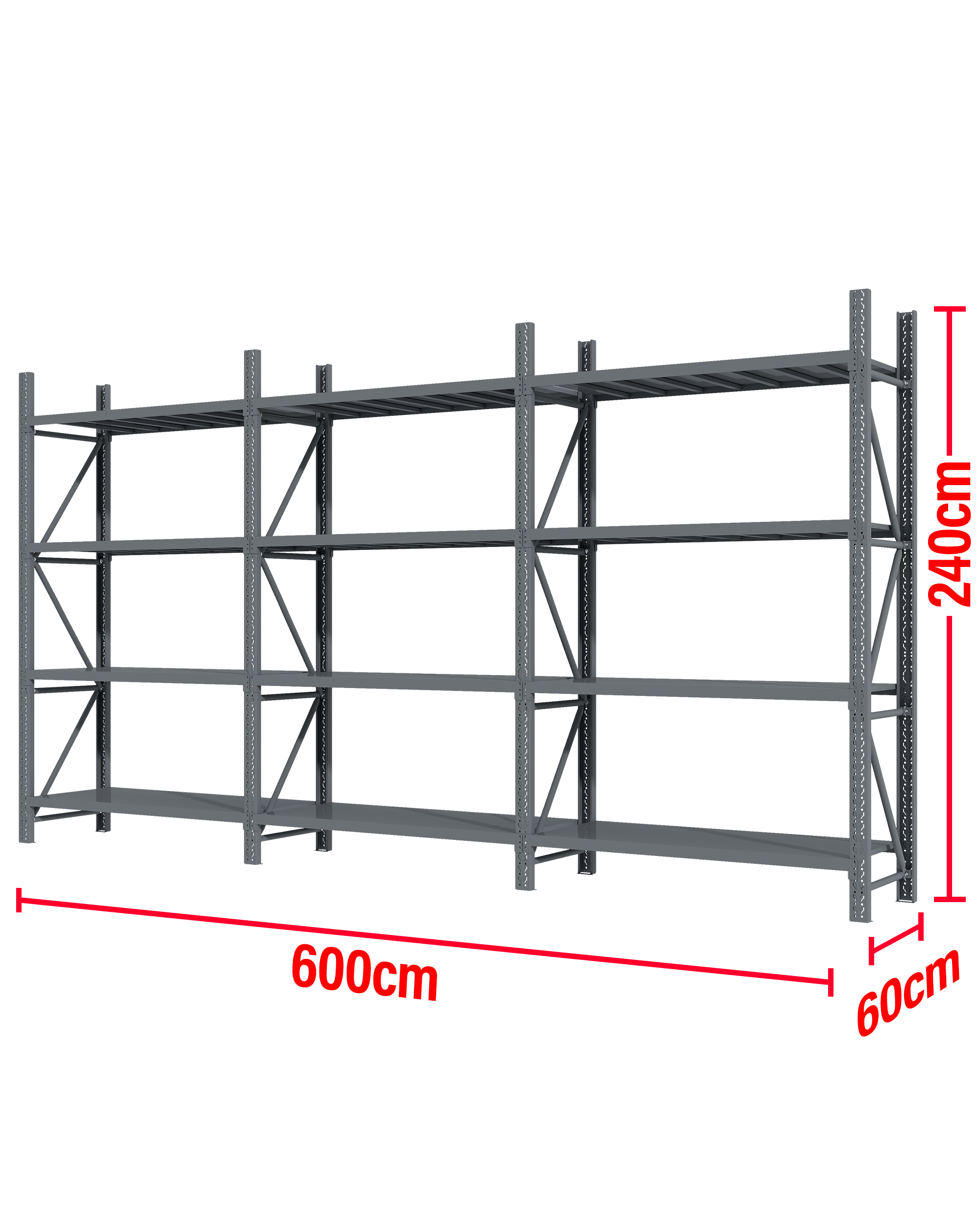 6M(L) x 2.4M(H) x 0.6M(D) Shelves Racking Metal Steel Charcoal 6024C