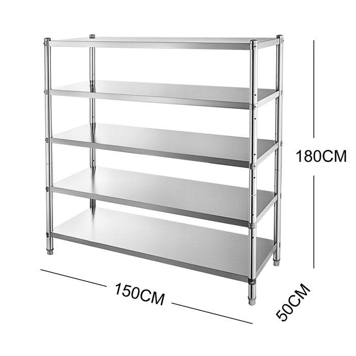 150cm Stainless Steel Metal 5 Tier Shelf Kitchen Bar Freezer Storage