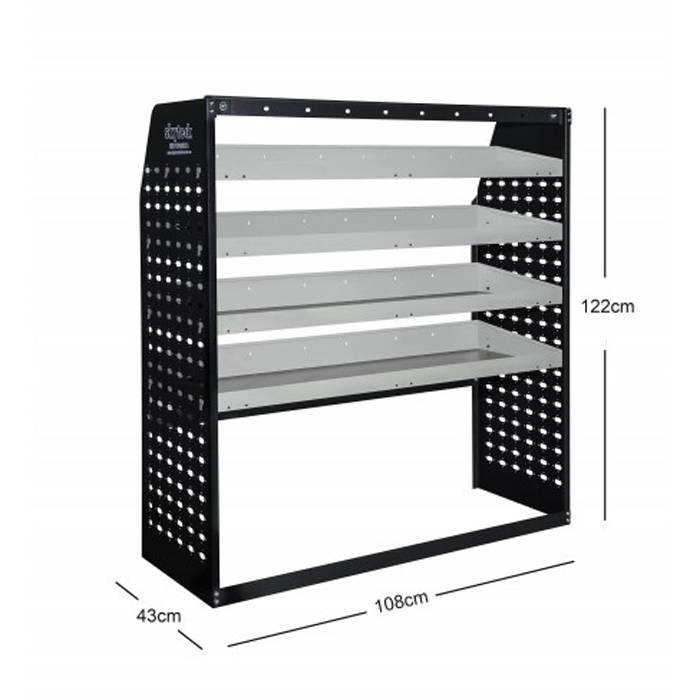 METAL VAN SHELVING 4 TIER SHELF COMPLETE UNIT 108CM X 122CM X 43CM VS005