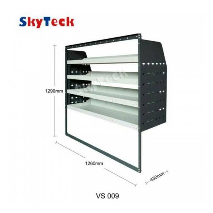 METAL VAN SHELVING 4 TIER SHELF COMPLETE UNIT 126CM X 129CM X 43CM VS009 (HALF LEG)